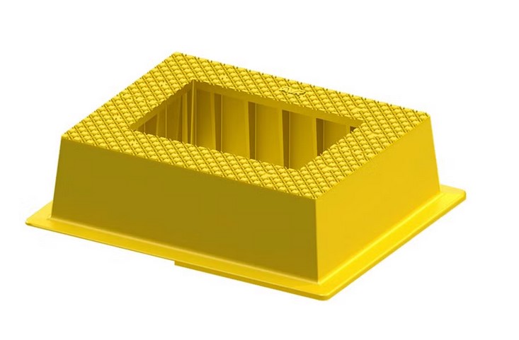 Yellow composite frame for hydrant surface box