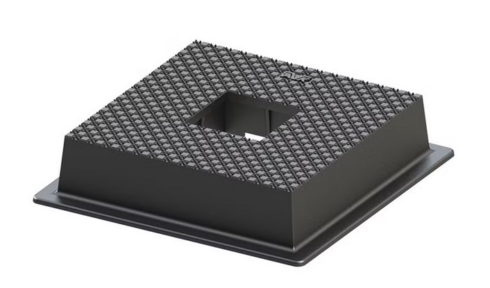 Composite frame for valve surface box, black