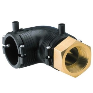 [GFESCOU9032-1FLA] Elektroschweiß-GF-Messing-Innengewinde 90° Overgangsbogen PE100 SDR11 PN16 (32mm x 1")