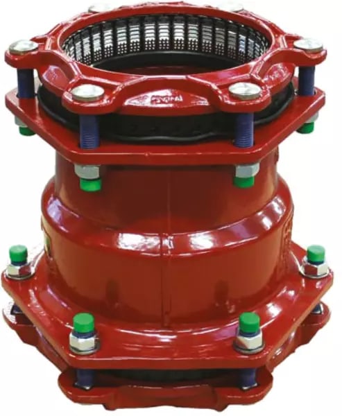 [GFWAMAB104'132-84'105] WAGA 3107 Red GF PN16 Wide Tolerance Reduced redtrained coupler - A2 Bolts - EPDM Gaskets (104-132mm x 84-105mm)