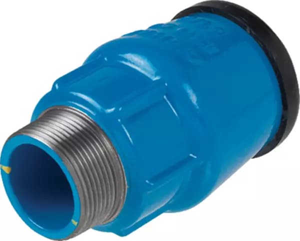 Raccord Hawle ISO en fonte fileté droit 6100 autobuté Emboitement PE x filetage mâle