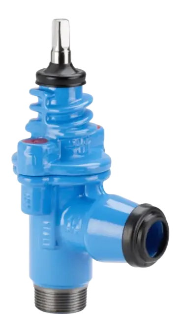 Robinet d'angle en fonte Hawle N° 3130 Emboitement PE x BSP mâle