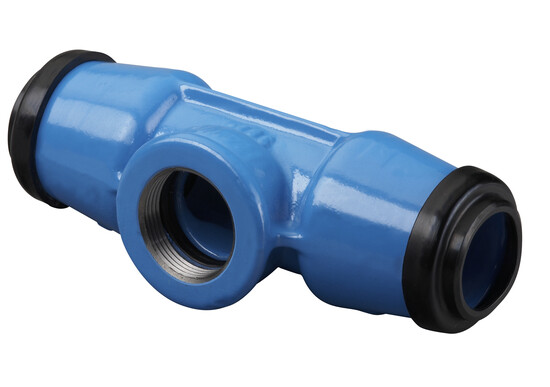 Hawle 6500 Cast Iron ISO Tee 2xPE Socket x Female Thread