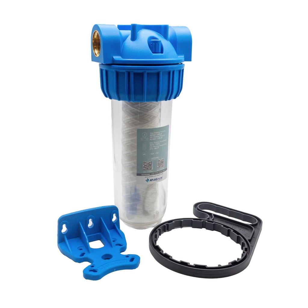 Filtre Atlas Filtri senior 1" BX 10" + cartouche 25µ + clé + support + vis