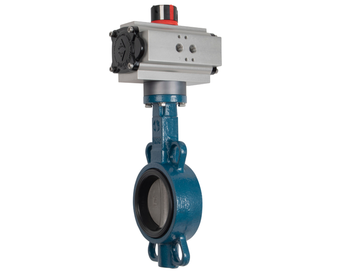 [INVPC40SE] Vanne papillon à oreilles de centrage ANSI150 EN-GJL-250/CF8M/EPDM avec actionneur pneumatique (DN40, Simple effet)