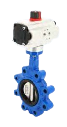 [INVPT40SE] Vanne papillon à oreilles taraudées ANSI150 EN-GJL-250/CF8M/EPDM avec actionneur pneumatique (DN40, Simple effet)