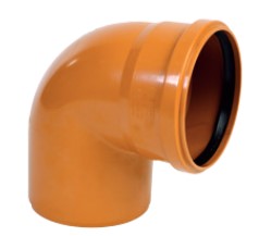 Coude 87° mâle-femelle PVC évacuation rouge-brique BENOR