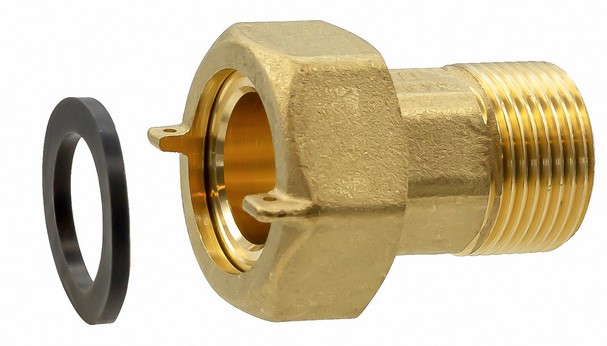 [RACCOM34-12] Messing meterkoppeling met wartelmoer (3/4" x 1/2")