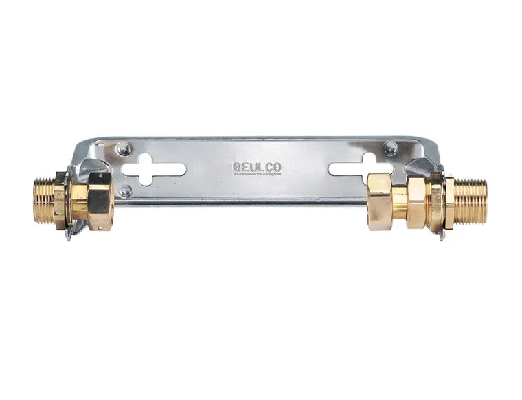 [BEUSUPCOM34] Support compteur Beulco en inox avec douilles de raccordement compteur ajustables en laiton, hauteur fixe (3/4")