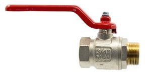 [LAVAB14MFPOI] Brass male-female ball valve with red handle (1/4")