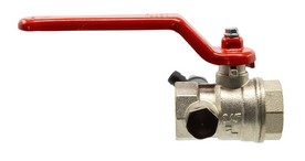 Brass female-female ball valve with bleeder and red handle