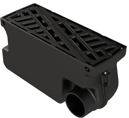 [EJARP.400] Avaloir A8C EJ fonte D400 - Larg.290mm - Haut.400mm - Grille plate - Sortie latérale