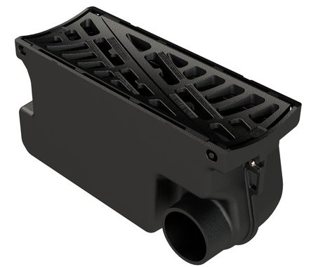 [EJARC.400] Avaloir A8C EJ fonte D400 - Larg.290mm - Haut.400mm - Grille concave - Sortie latérale