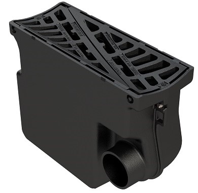 Avaloir A8B EJ fonte D400 - Larg.290mm - Haut.600mm - Grille concave - Sortie latérale 