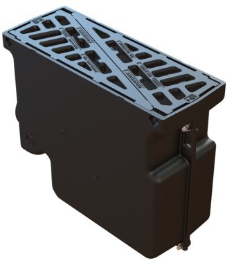 EJ cast iron drain D400 - Width 290mm - Height 600mm - Flat grid - Front outlet