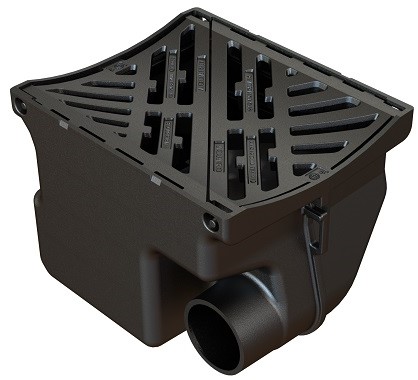 Avaloir A9B EJ fonte D400 - Larg.490mm - Haut.450mm - Grille concave - Sortie latérale