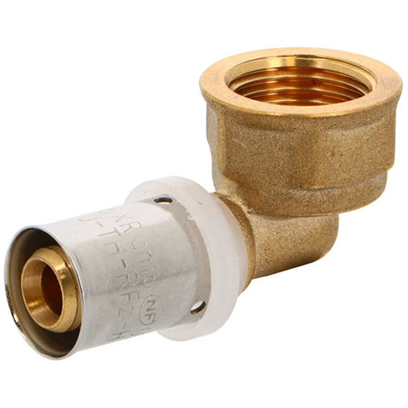 [PEXSCOU9016-12F] PEX à sertir (TH/U) coude 90° BSP Femelle (16mm x 1/2")