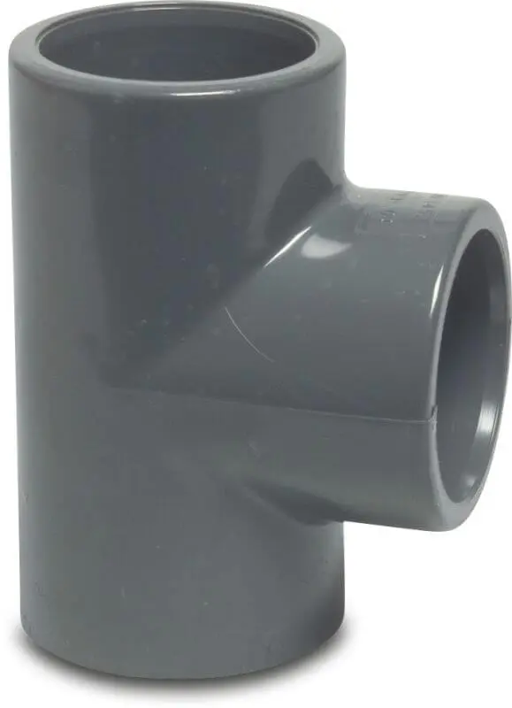 Té à coller PVC-U gris 16bar