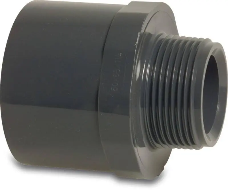 Raccord collage mâle/femelle x BSP mâle PVC-U gris 16bar