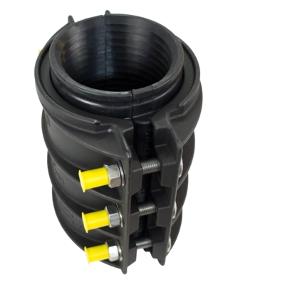 [RDS12L54'61INOX] Uitschuifbare nodulair gietijzeren reparatieklem, 2-delig RDS 12L (6 bouten) (DN40 : 54 - 61mm (lg:200mm), Roestvast staal)