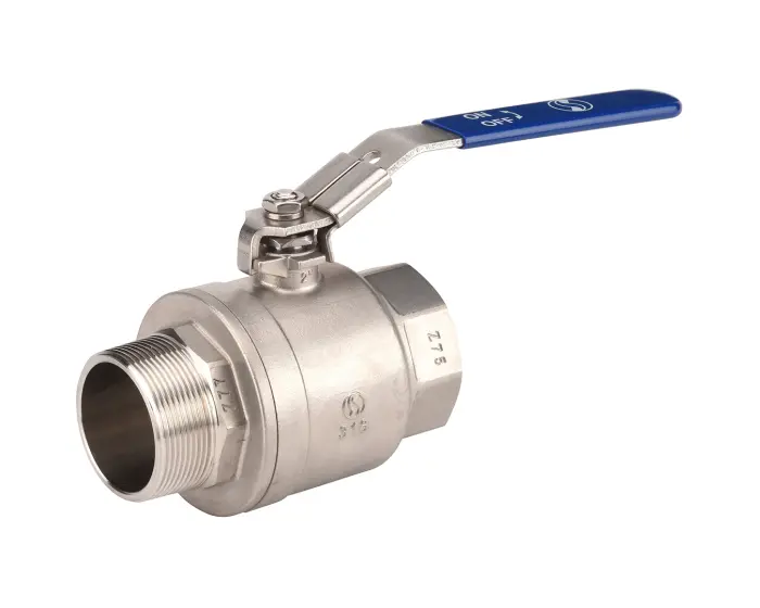 2-piece male-female stainless steel ball valve BSP CF8M PN63