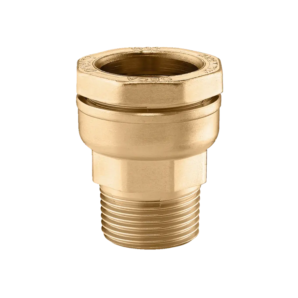 [DECA20-12M] DECA Caleffi external clamping BSP male fitting for polyethylene pipe (20mm x 1/2")