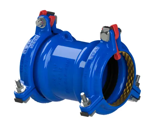 Restrained coupler for PE/PVC with A2 stainless steel bolts BLOCKPLUS system