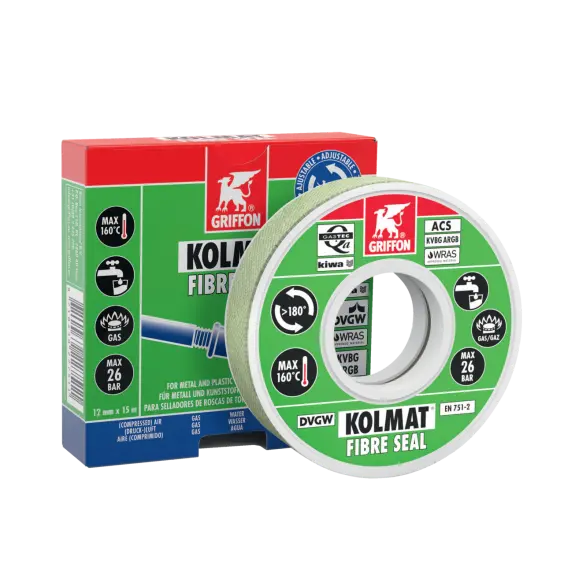 Griffon Fibre Seal 12mm x 15m – Für Trinkwasser geeignet (Metall/Metall oder Metall/Kunststoff oder Kunststoff/Kunststoff)
