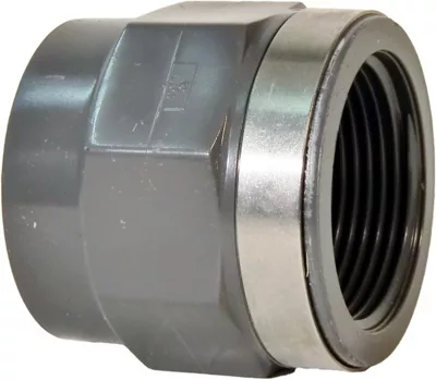 [GFPVPRAC12-14FF] Reinforced PVC-U solvent weld female × BSP female adaptor – PN16 – Georg Fischer (12mm x 1/4")