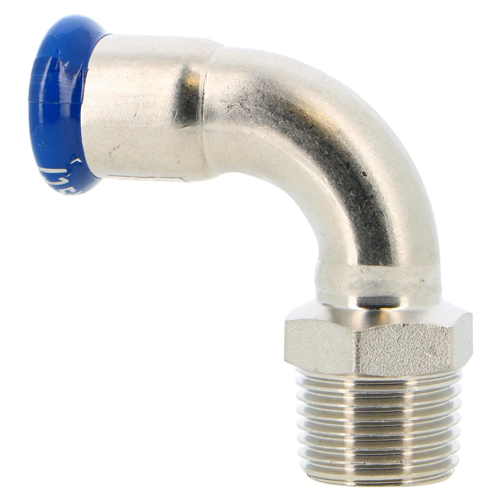 90° Presswinkel Innengewinde x BSP-Außengewinde, Edelstahl 316L – M-Kontur