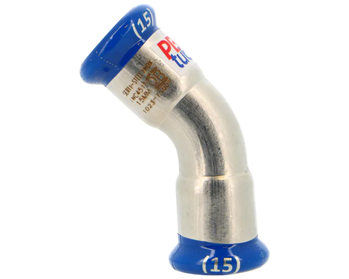 [INSCOU4515] 45° Presswinkel Innengewinde–Innengewinde, Edelstahl 316L – M-Kontur (15mm)