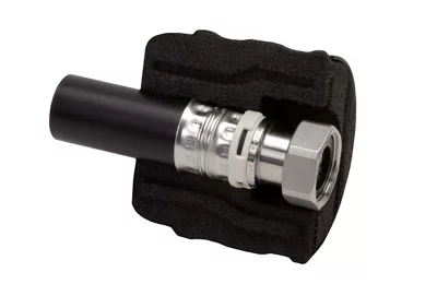 Geïsoleerde overgang met spie-einde, PE100 SDR11 × vrouwelijke BSP wartelmoer roestvast staal, COOL-FIT 4.0 – Georg Fischer