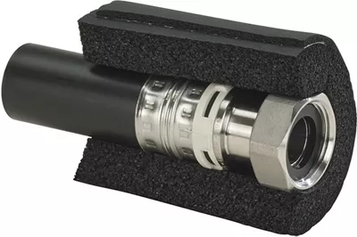 [GFCF2RAC32-12FIN] Insulated transition spigot end SDR11 × stainless steel BSP female union nut – COOL-FIT 2.0 – Georg Fischer (32/75mm x 1/2")