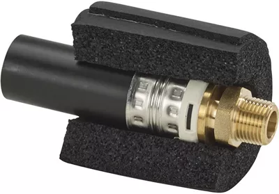 [GFCF2RAC32-12MLA] Geïsoleerde overgang met spie-einde SDR11 × messing BSP buitendraad – COOL-FIT 2.0 – Georg Fischer (32/75mm x 1/2")