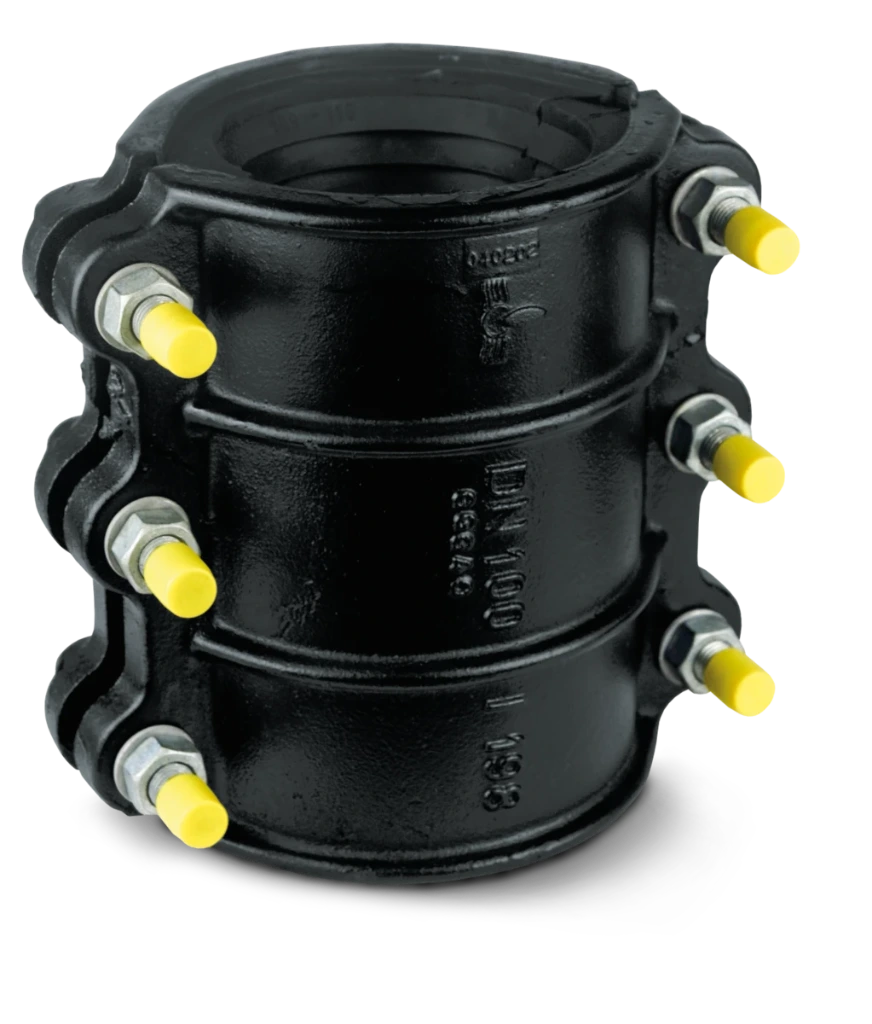 [RDS1254'61INOX] 2-piece ductile iron repair clamp RDS 12 (6 bolts) (DN40 : 54 - 61mm (lg:200mm), Stainless steel)