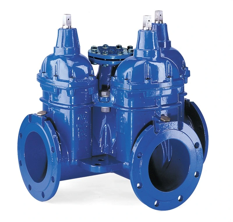 AVK gecombineerde schuifafsluiters met 3 uitgangen EPDM – kale as – met centrale blindflens DN80