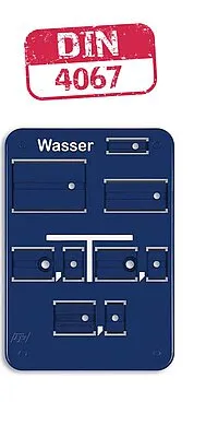 [PLAQUEWASSERCLIPS] Plaque bleue "Wasser" 140x200mm pour chiffres à clipser