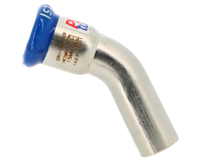 [INSCOU4515MF] Coude 45° mâle-femelle inox 316L à sertir - Mâchoire M (15mm)