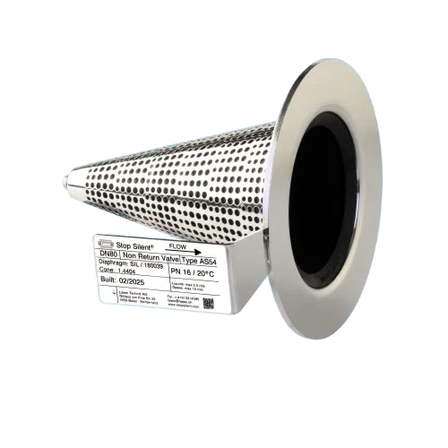 [CLACON40] Clapet conique inox silencieux à membrane EPDM vulcanisée à insérer entre brides (DN40)