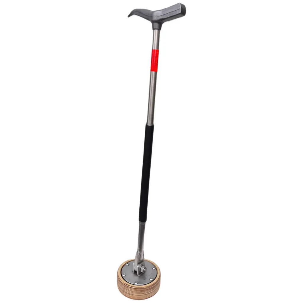 [LEVETAQUEAIMANT250ARTICULE] Lève Taque inox articulé, aimanté 250kg, Ø100mm, 67cm, 2kg. Protection en bois incluse