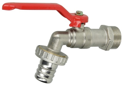 Robinet laiton double service avec poignée rouge