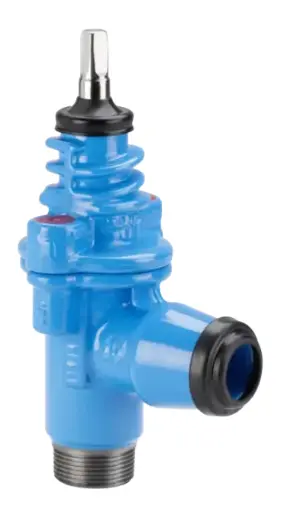 Robinet d'angle en fonte Hawle N° 3130 Emboitement PE x BSP mâle (avec broche percée)