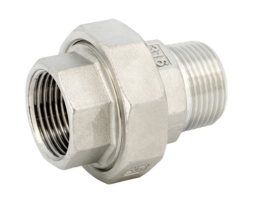 Raccord union inox BSP Mâle-Femelle CF8M PN20 - serrage conique