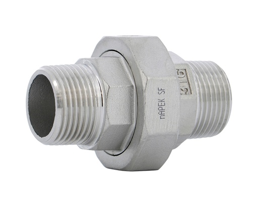 Raccord union inox BSP Mâle-Mâle CF8M PN20 - serrage conique