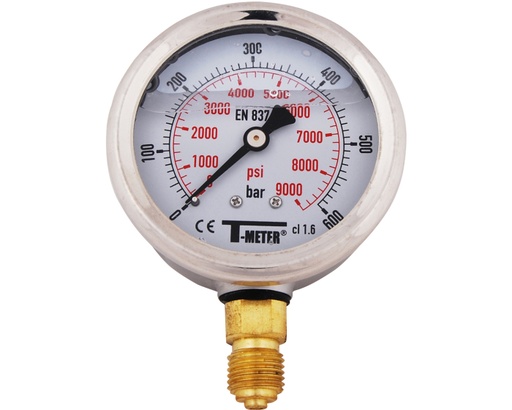 Manomètre radial avec glycérine sortie 1/4" BSP Diamètre cardan : 63mm