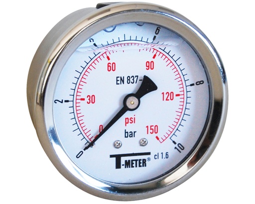 Manomètre axial avec glycérine sortie 1/4" BSP Diamètre cardan : 63mm