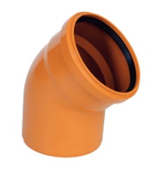 45°-Winkelstück mannlich-weiblich PVC rot-ziegel Abwasser BENOR