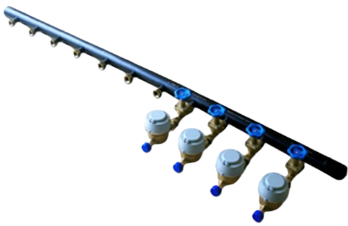 [COL63.6] Collecteur unilatérial PE63 x 1" - Axe 170mm - 34sorties - 6m