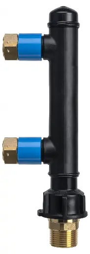 Collecteur 32mm entre axe 180mm, sorties écrous mobiles 1", entrée mâle 1"