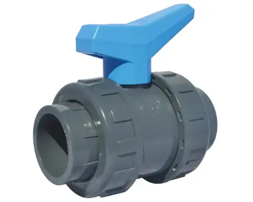 Vanne à bille à coller PVC-U gris 16bar joints EPDM